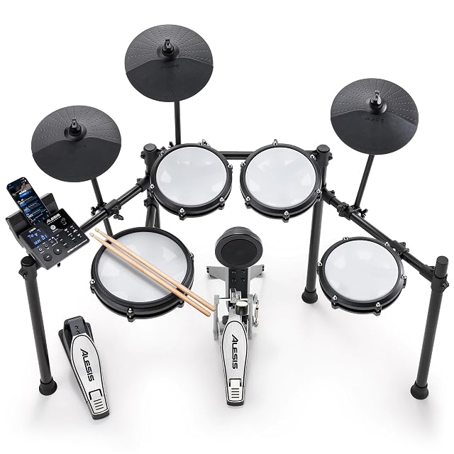 Batterie électronique Alesis Nitro Max à peaux maillées et rack pliant