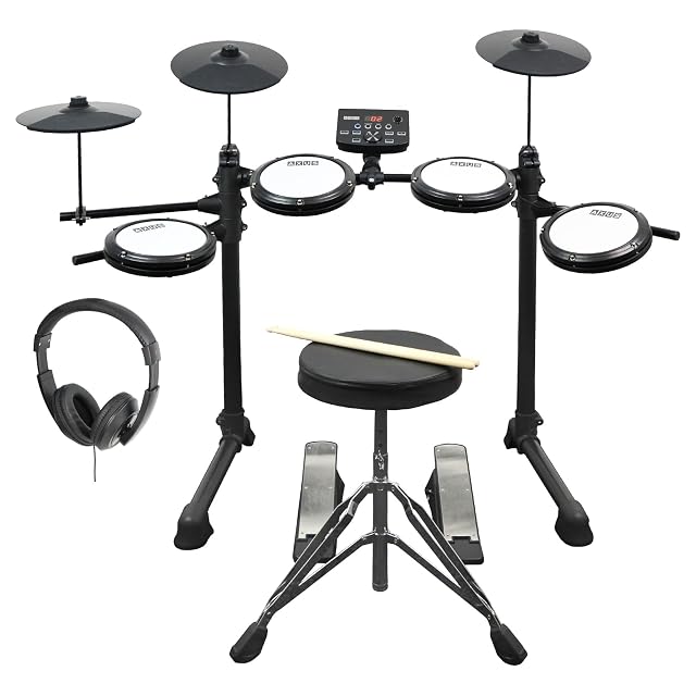 Batterie électronique Axus AXK4 avec pads maillés, siège et casque