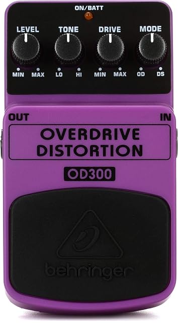 Behringer OD300, pédale d’overdrive et de distorsion à deux modes, en violet