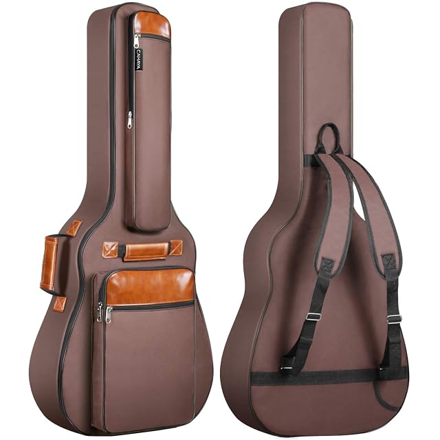 Housse CAHAYA pour guitare acoustique, 12 mm de rembourrage, déperlante, en marron
