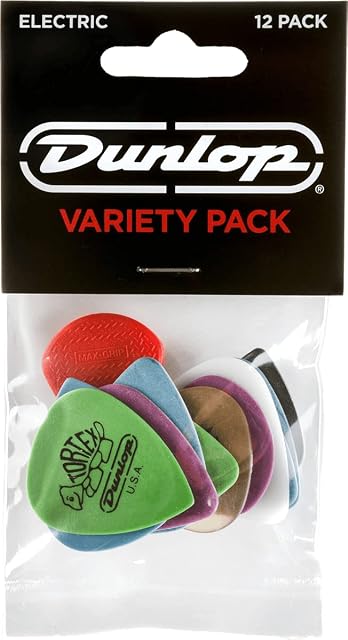 Assortiment Jim Dunlop de douze médiators guitare en matières variées