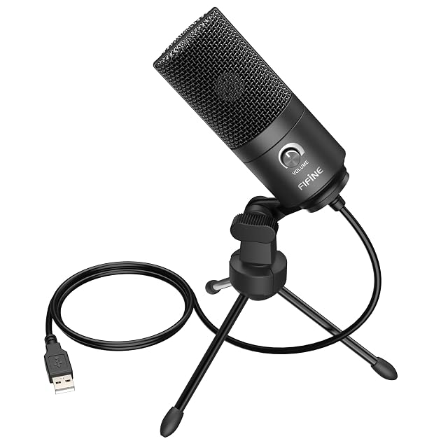 Micro statique USB FIFINE sur son pied trépied métallique