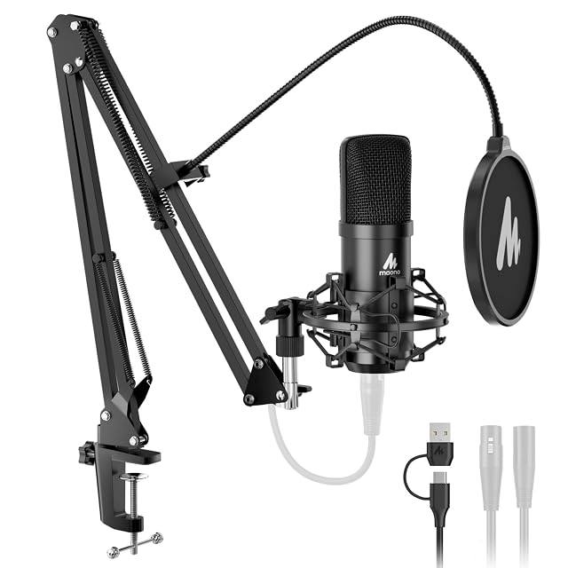 Kit micro XLR et USB MAONO A04 Gen2 avec bras de perche et filtre anti-pop