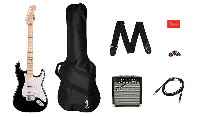 Pack d’initiation Squier Sonic Stratocaster avec ampli Frontman 10G, housse et sangle